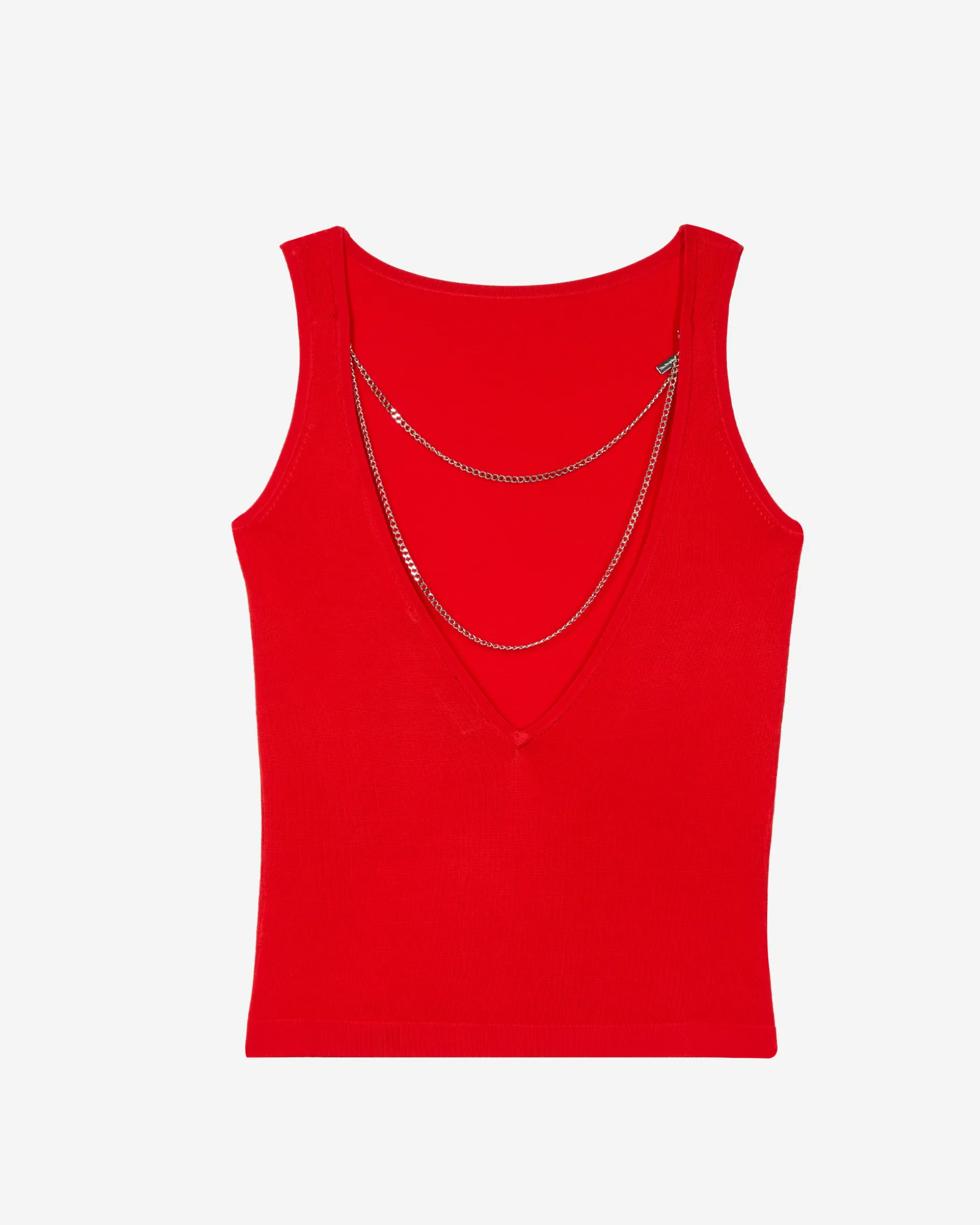 Top en maille avec chaînes rouge
