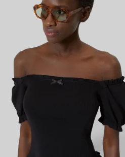 Top en maille smocké noir