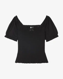 Top en maille smocké noir