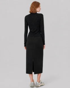 Top en maille strassée noir