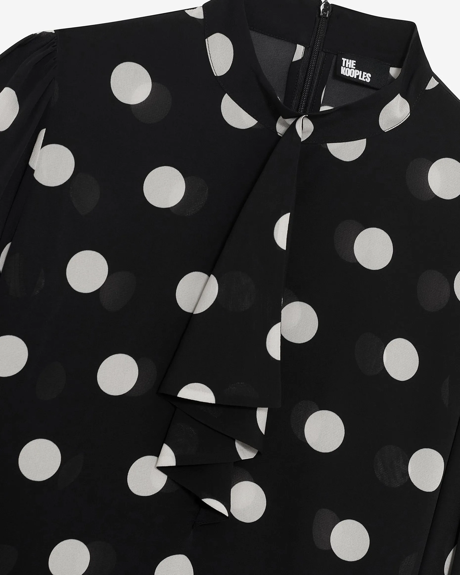 Top imprimé pois en soie mélangée noir
