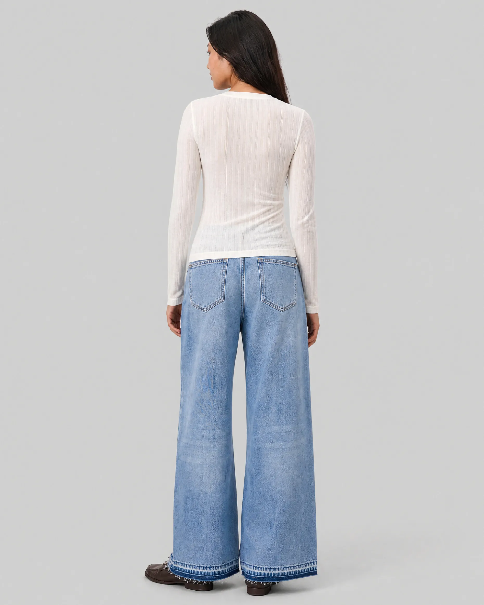 Top manches longues en coton ecru
