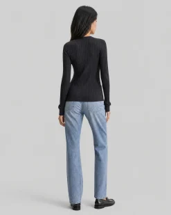 Top manches longues en coton noir