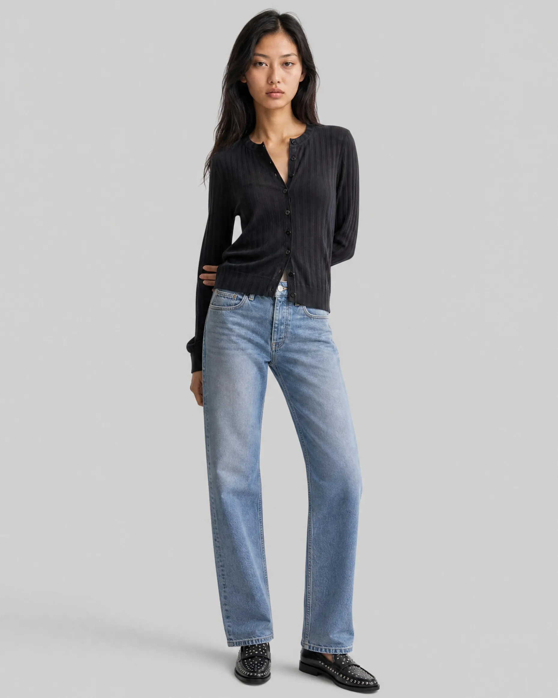 Top manches longues en coton noir