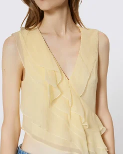 Top volanté jaune