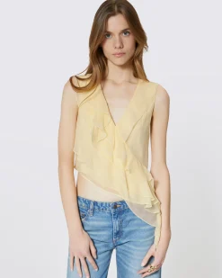Top volanté jaune