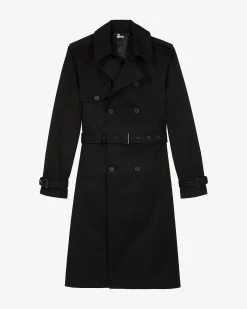 Trench coupe droite en coton noir