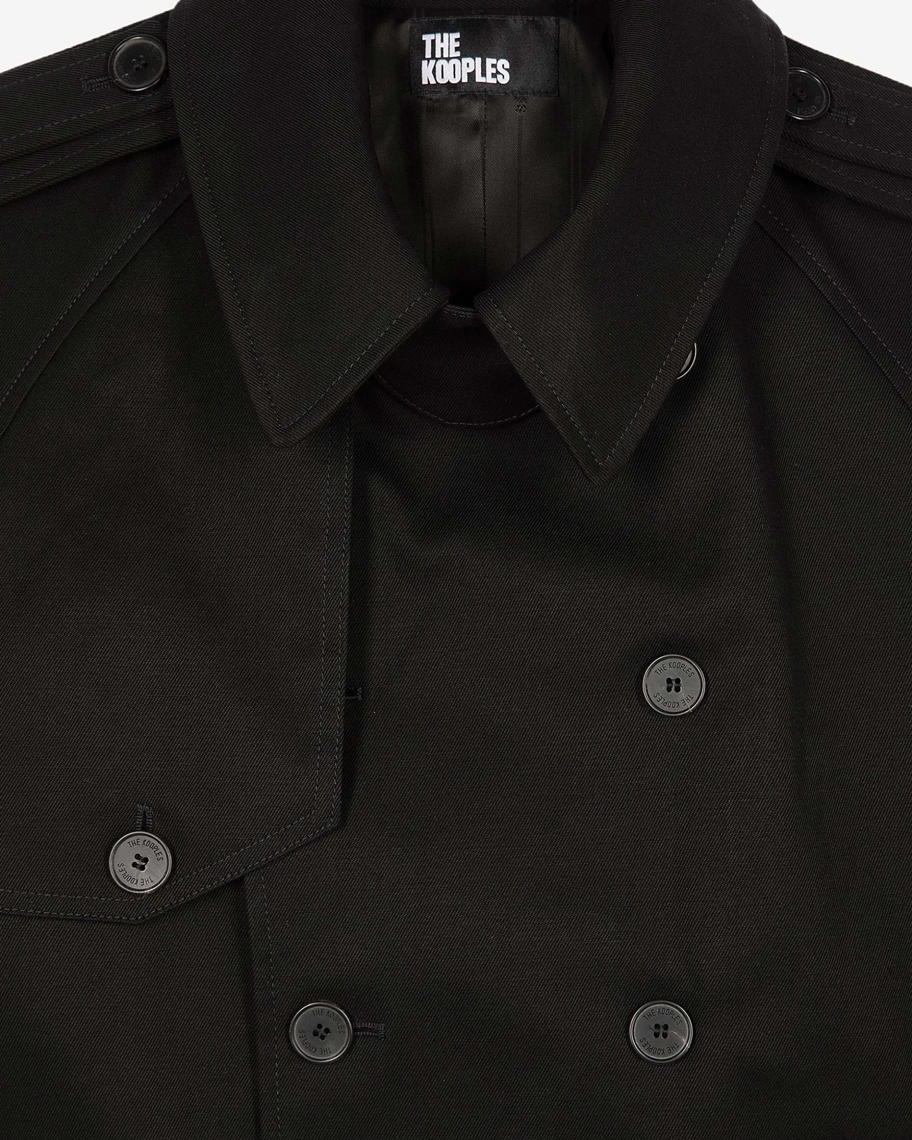 Trench coupe droite en coton noir