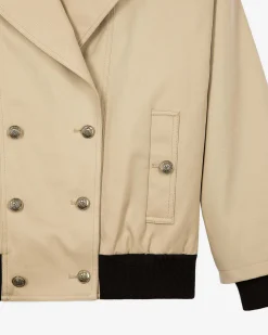 Trench court en coton beige