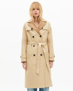 Trench doublé en laine mélangée beige