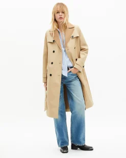 Trench doublé en laine mélangée beige