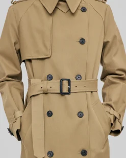 Trench long en coton beige