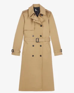 Trench long en coton beige