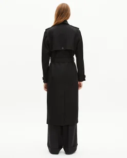 Trench long en coton noir