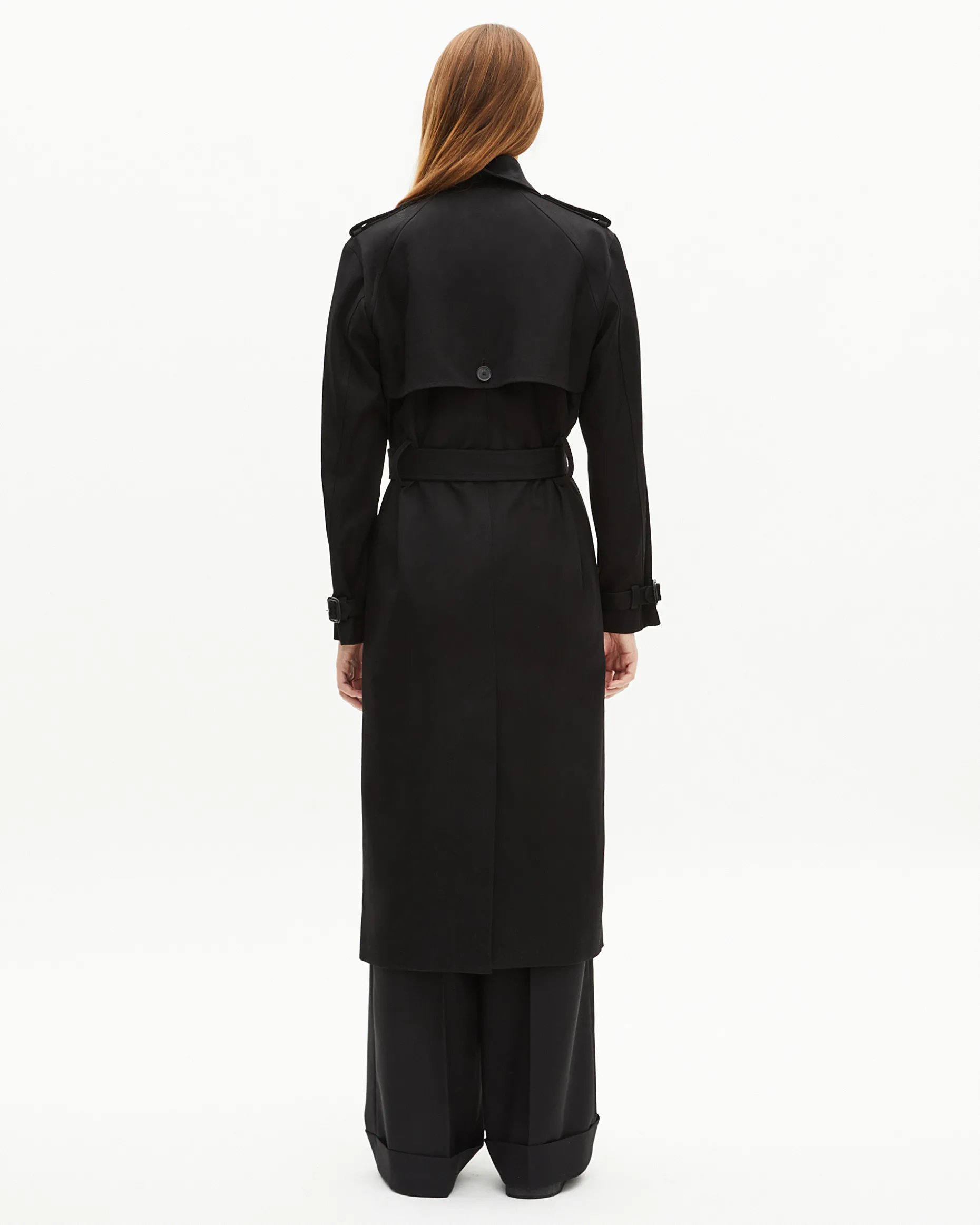 Trench long en coton noir