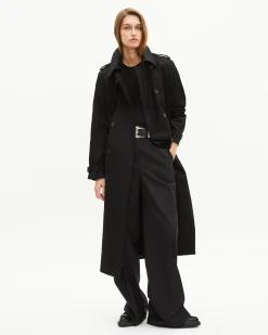 Trench long en coton noir