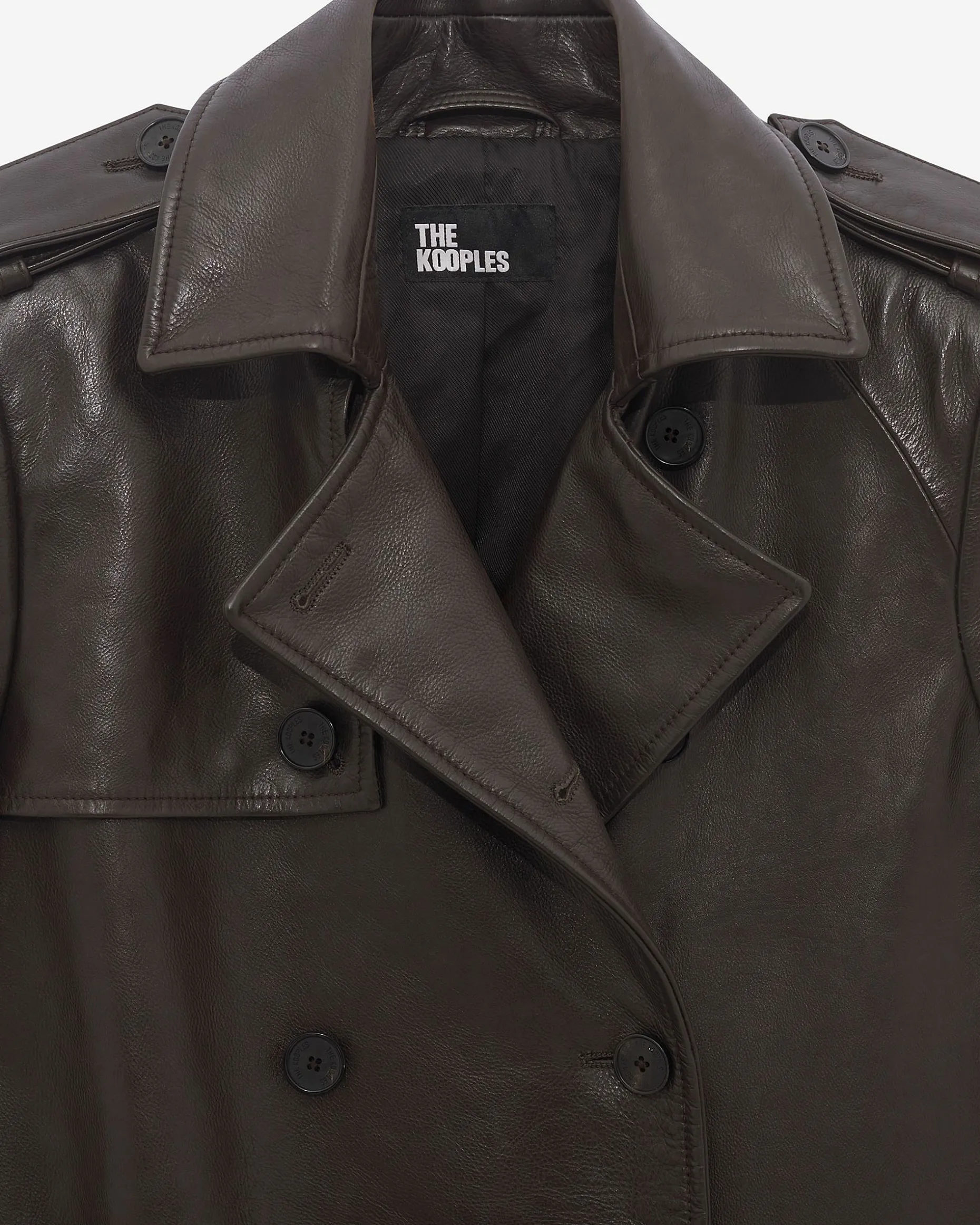 Trench long en cuir marron