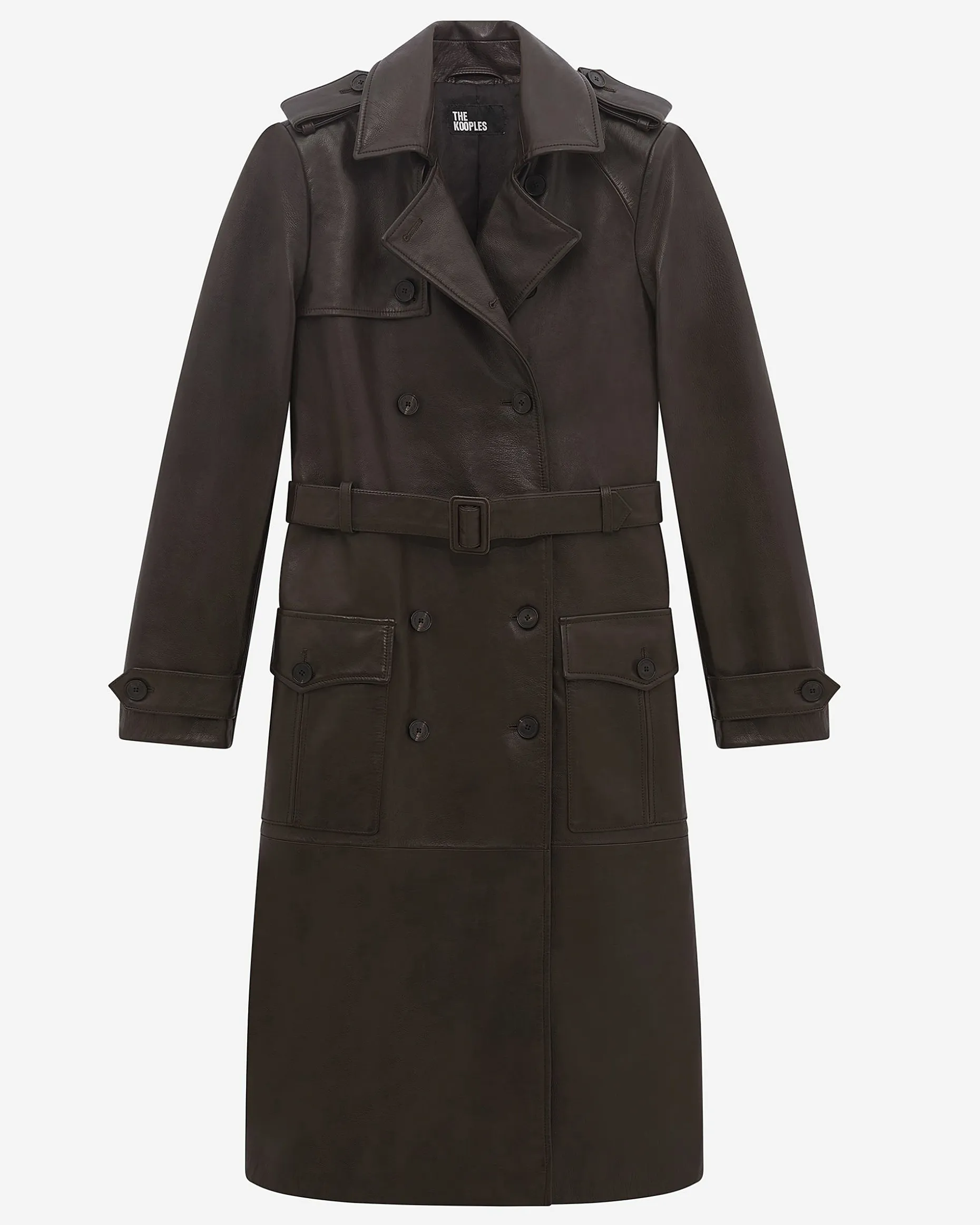 Trench long en cuir marron