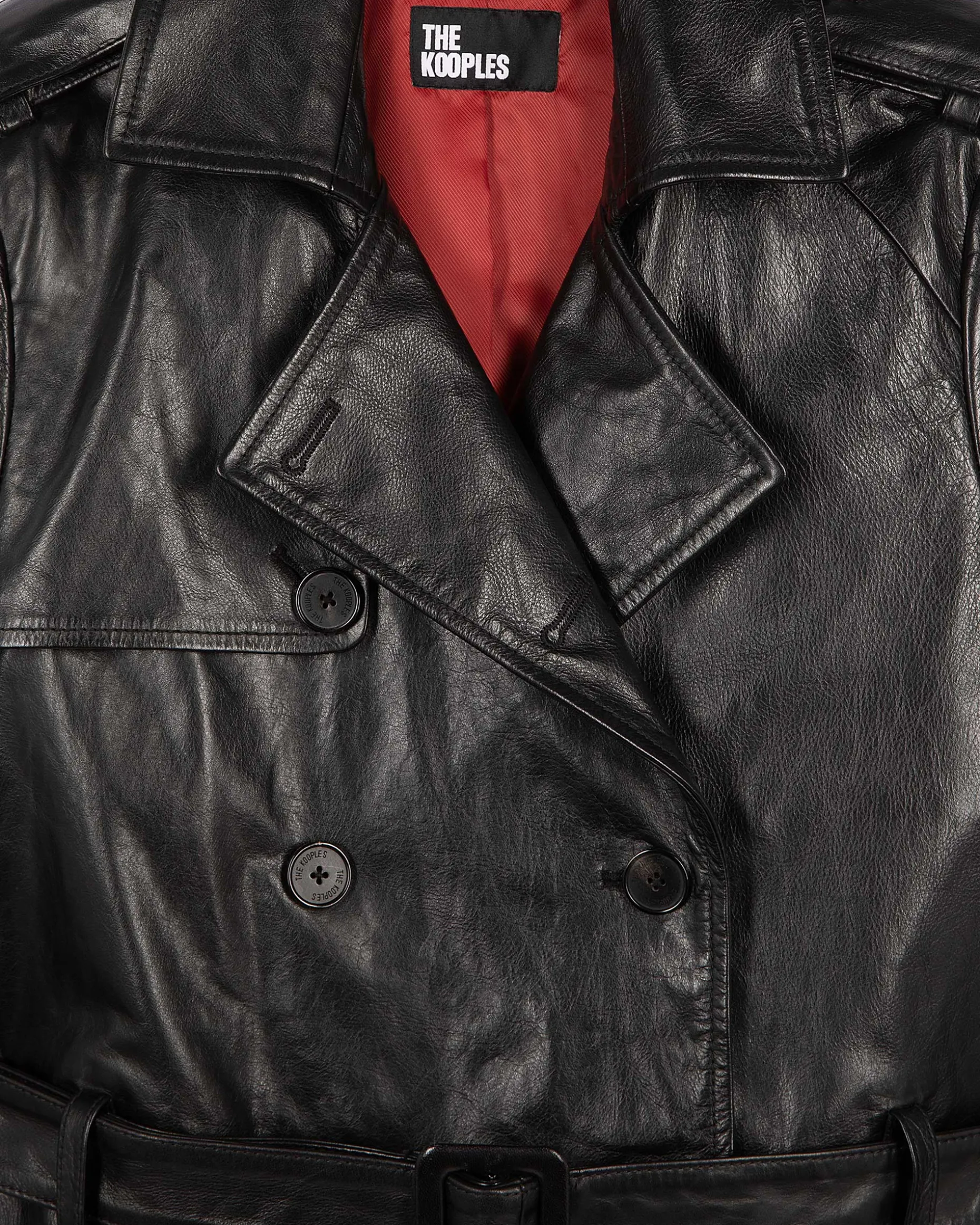 Trench long en cuir noir