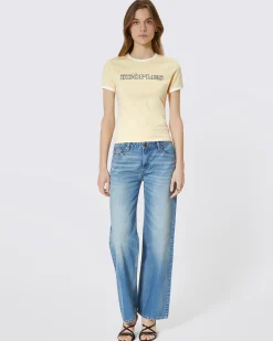 T-shirt avec logo strassé jaune