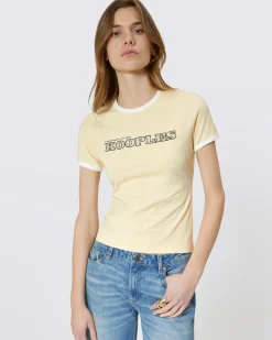 T-shirt avec logo strassé jaune