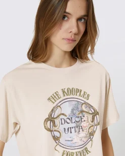 T-shirt avec sérigraphie beige