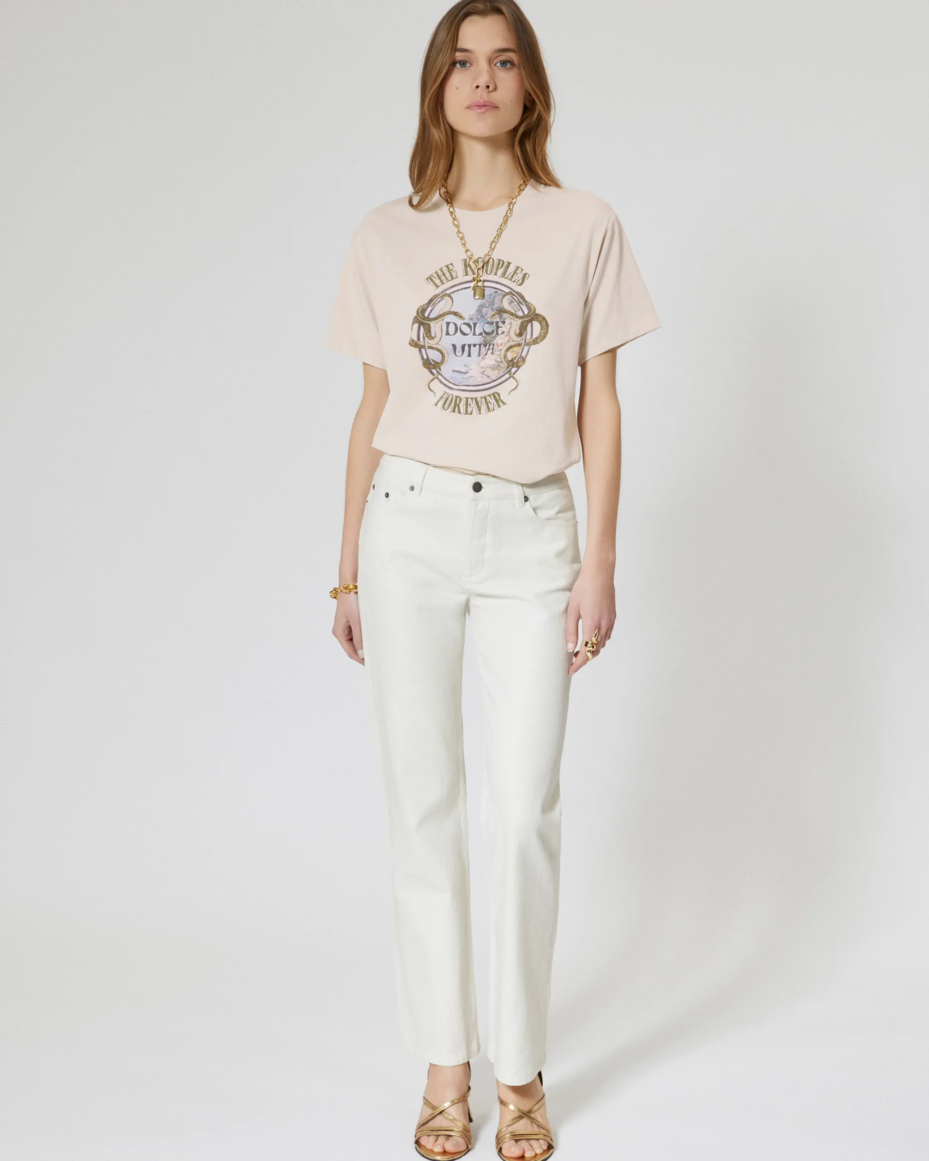 T-shirt avec sérigraphie beige