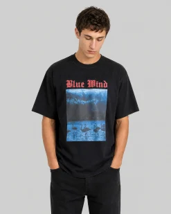 T-shirt avec sérigraphie Blue Wind noir