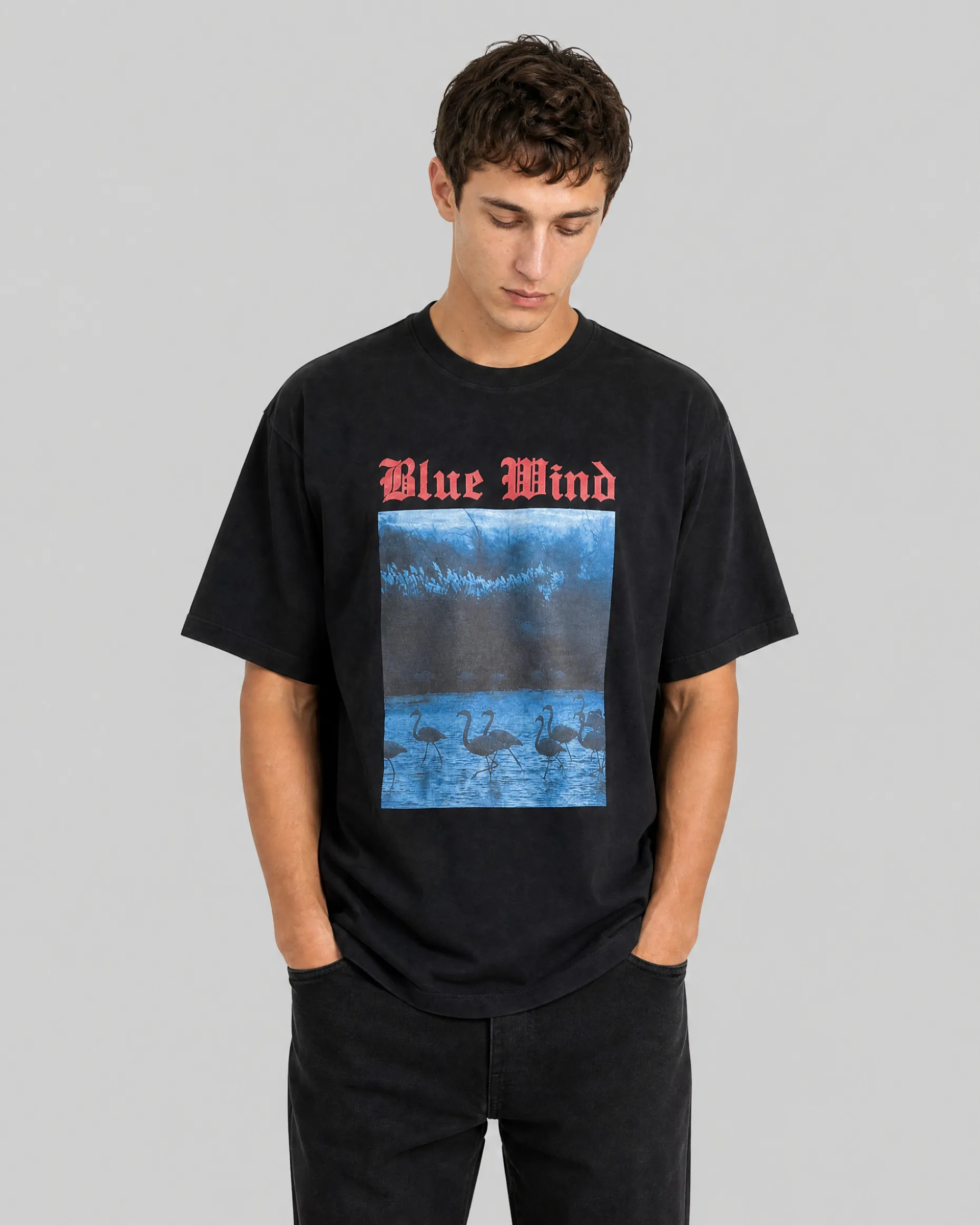 T-shirt avec sérigraphie Blue Wind noir