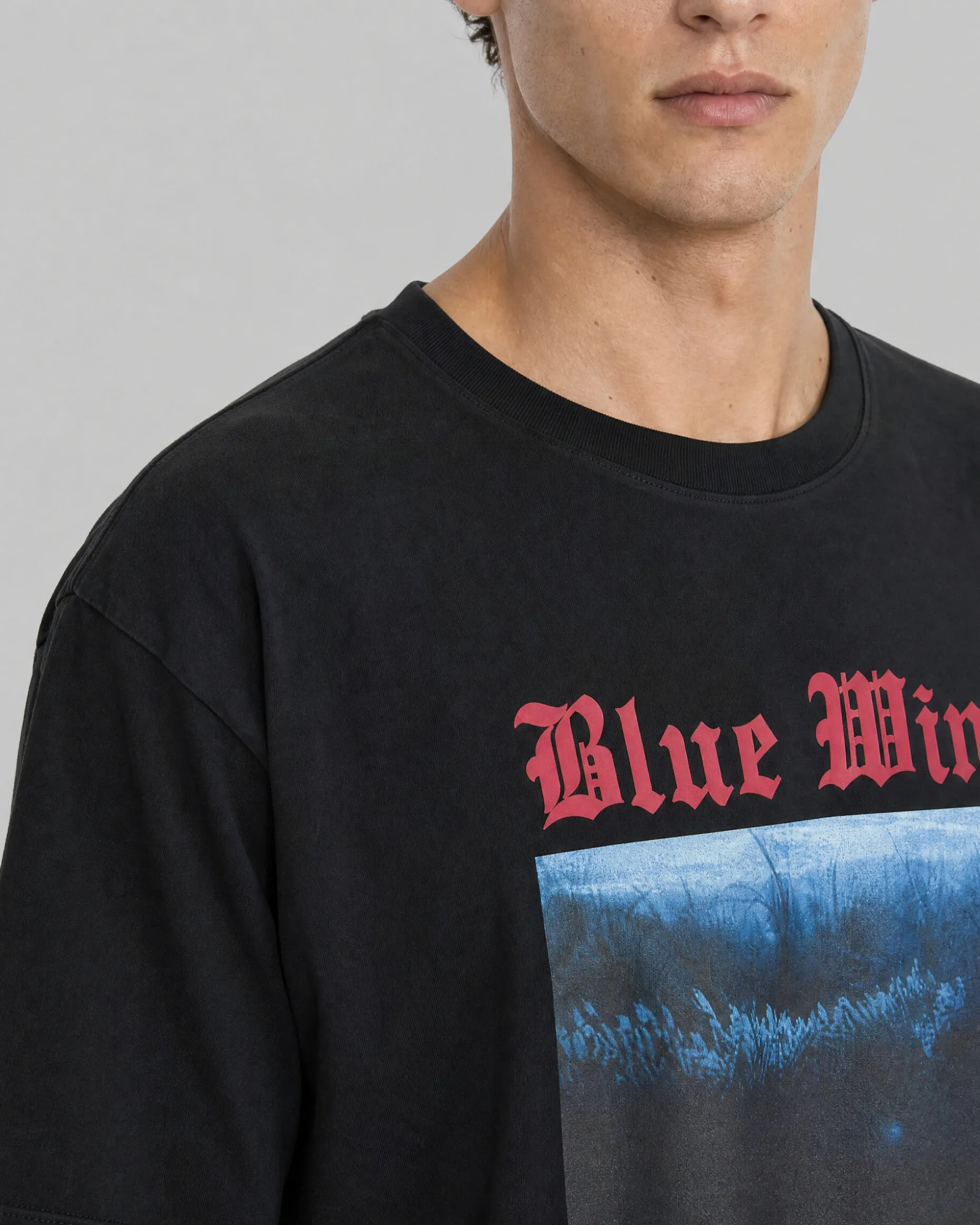 T-shirt avec sérigraphie Blue Wind noir