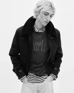 T-shirt avec sérigraphie délavée The Kooples noir