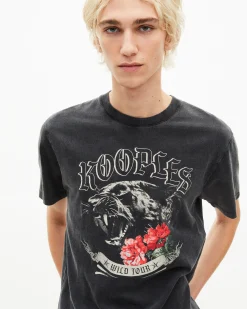 T-shirt avec sérigraphie Panthère noir