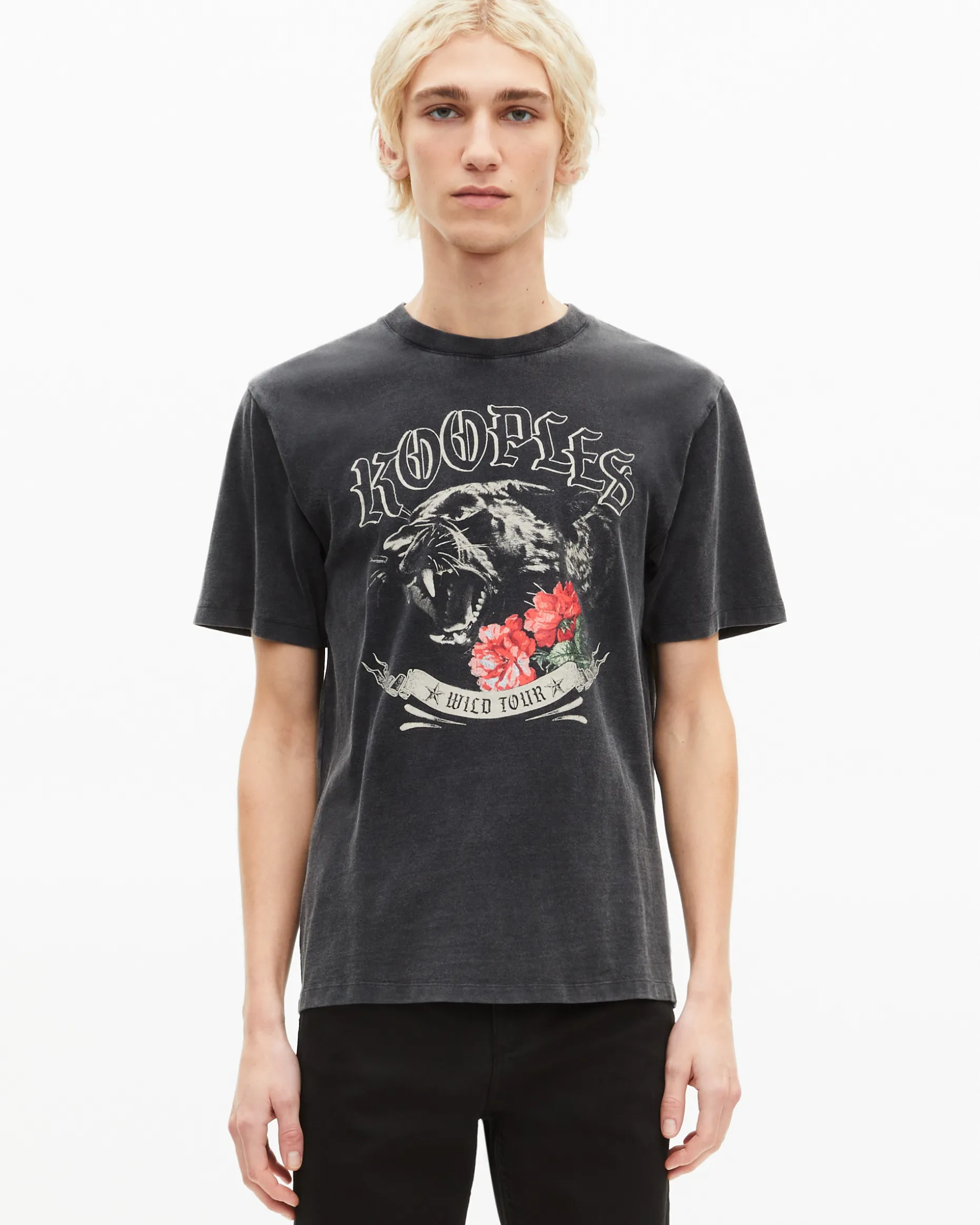 T-shirt avec sérigraphie Panthère noir