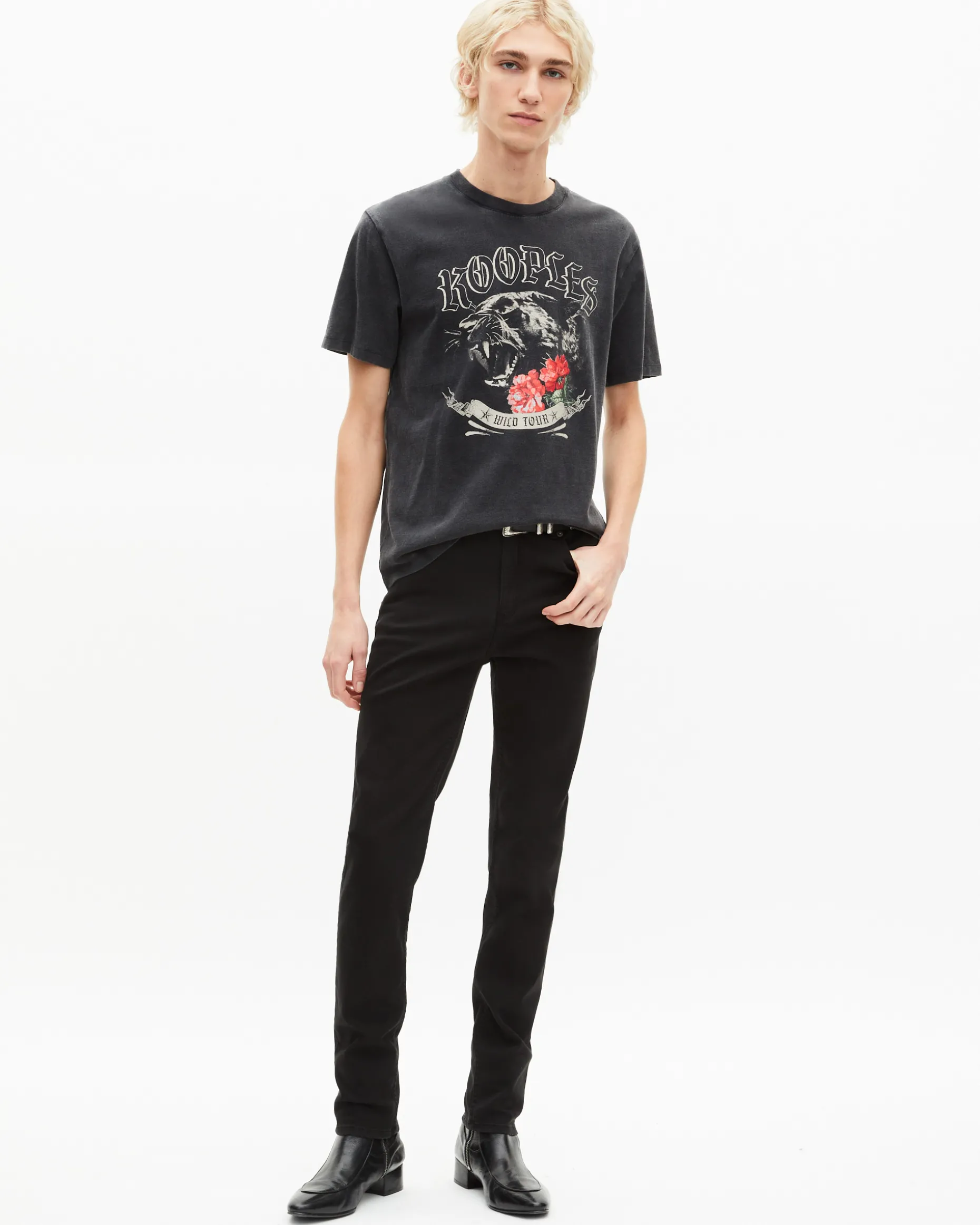 T-shirt avec sérigraphie Panthère noir