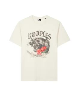 T-shirt avec sérigraphie Panthère beige