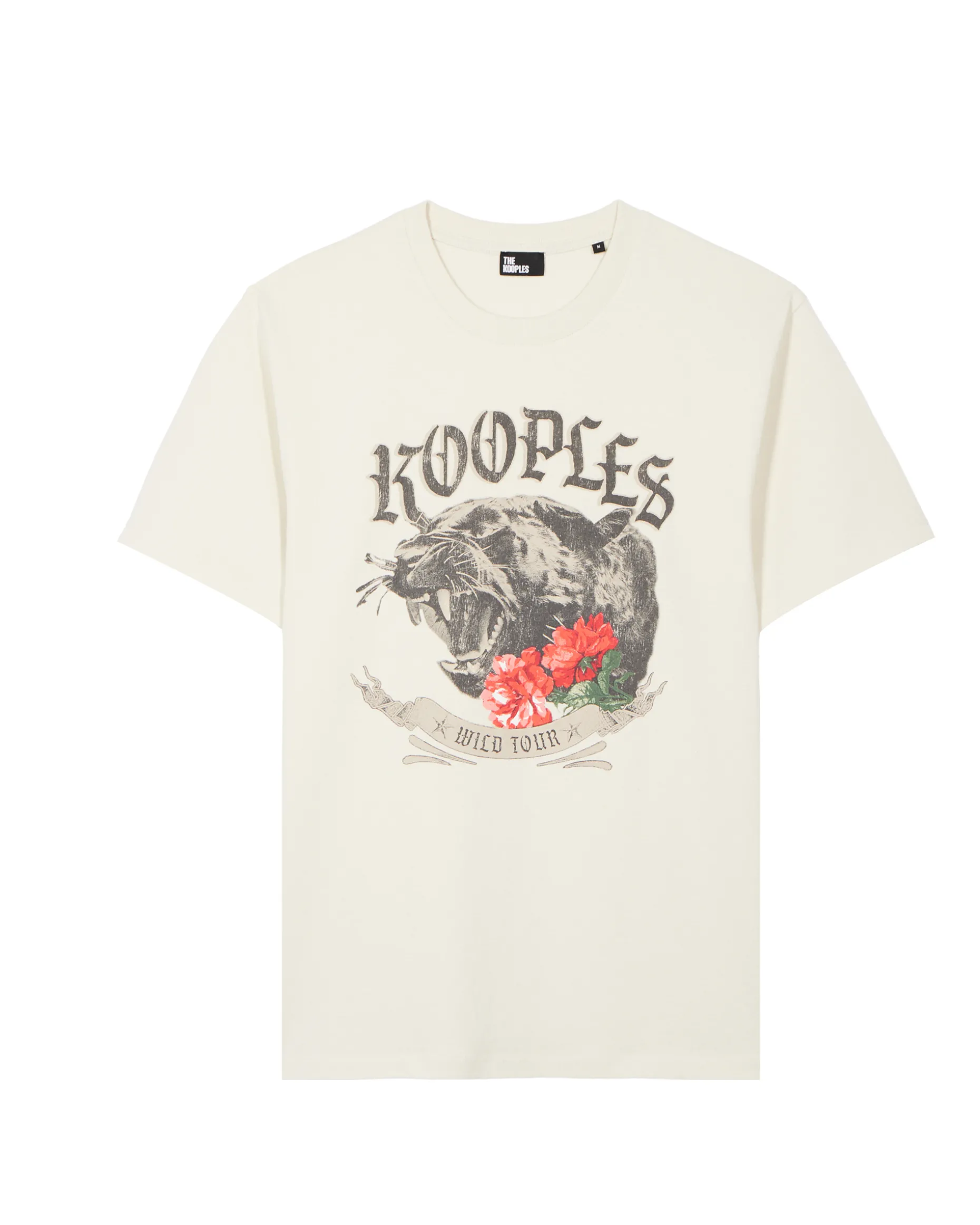 T-shirt avec sérigraphie Panthère beige