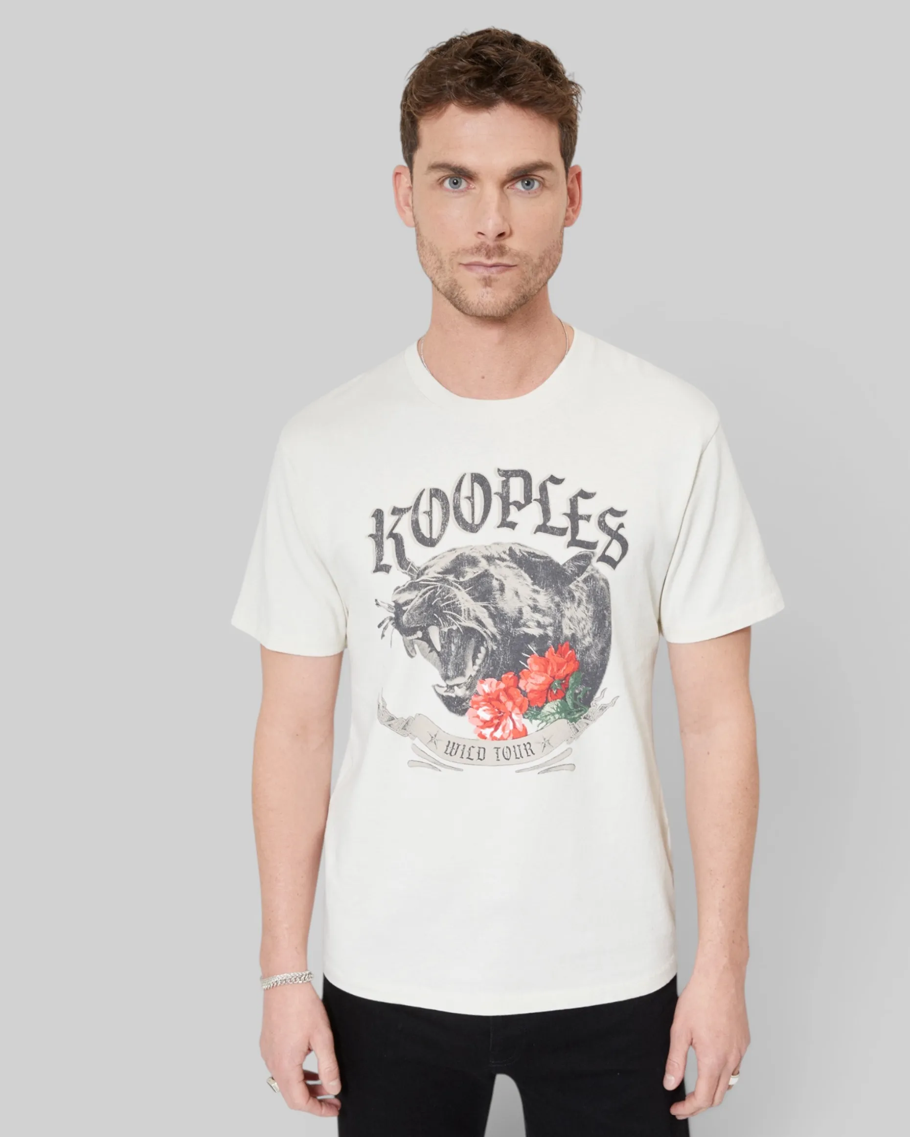 T-shirt avec sérigraphie Panthère beige