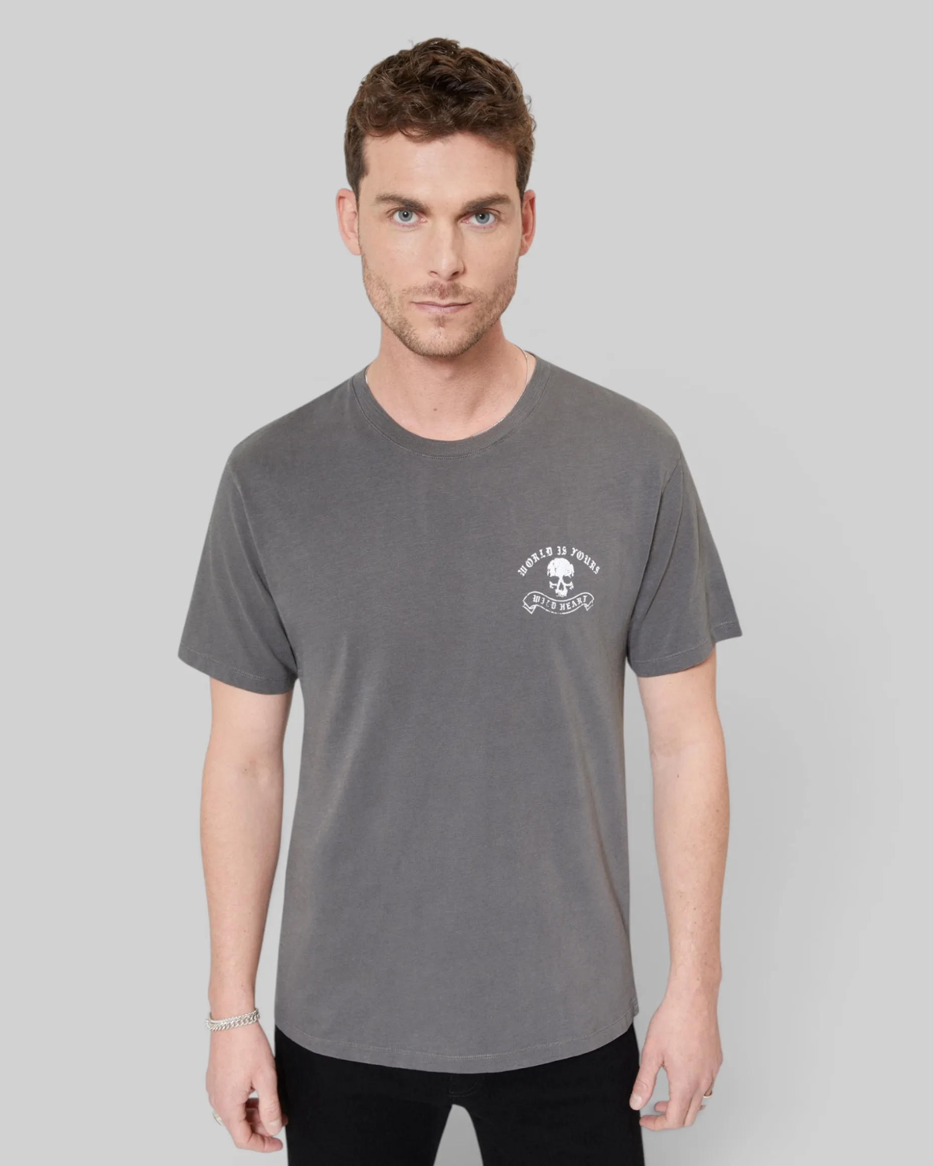 T-shirt avec sérigraphie Skull gris