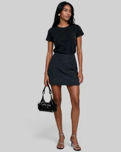 T-shirt col rond ajusté en coton noir
