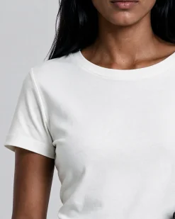 T-shirt col rond ajusté en coton blanc