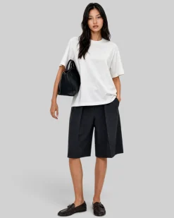 T-shirt col rond en coton blanc