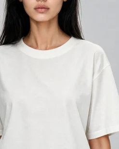 T-shirt col rond en coton blanc