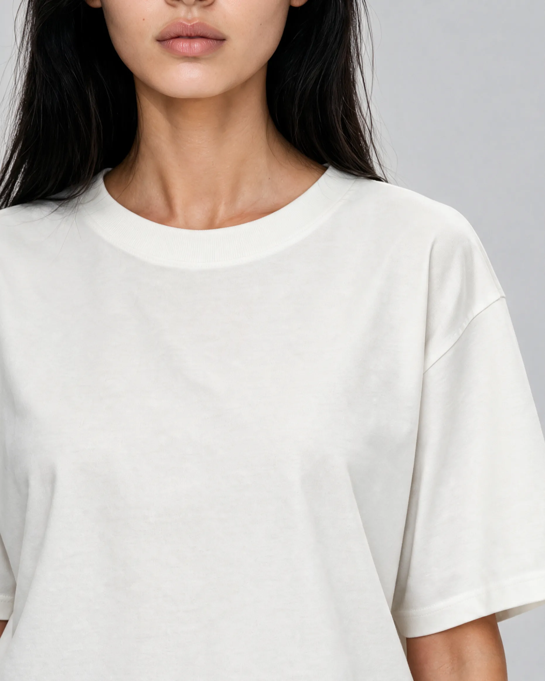 T-shirt col rond en coton blanc