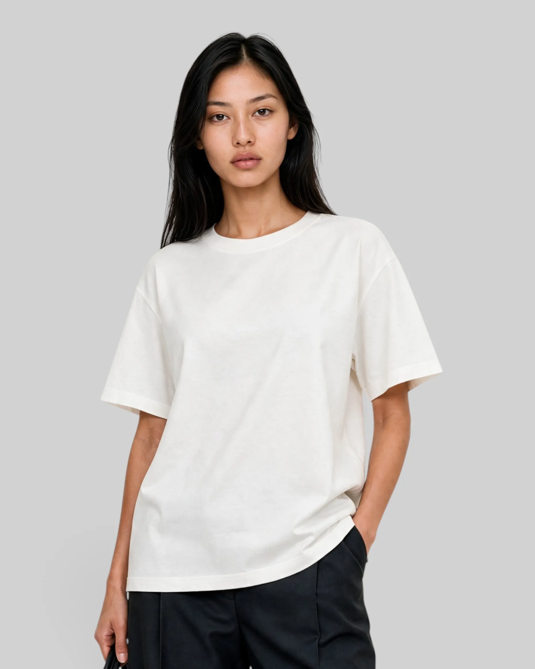 T-shirt col rond en coton blanc