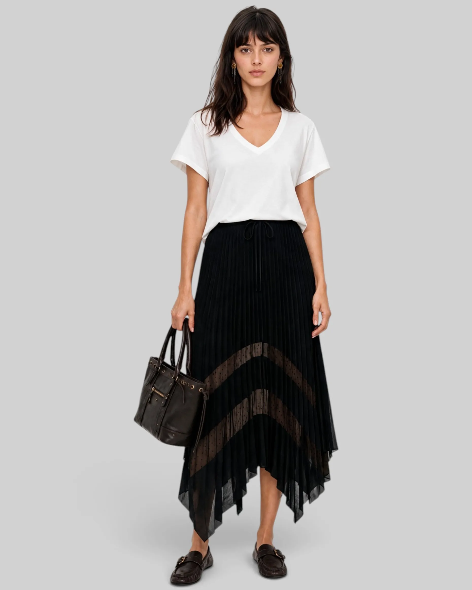 T-shirt col V en coton blanc