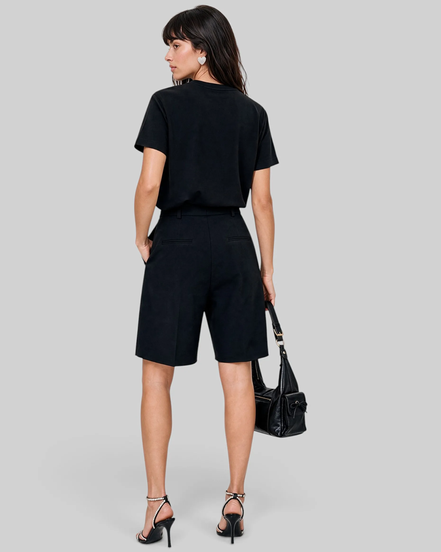 T-shirt col V en coton noir