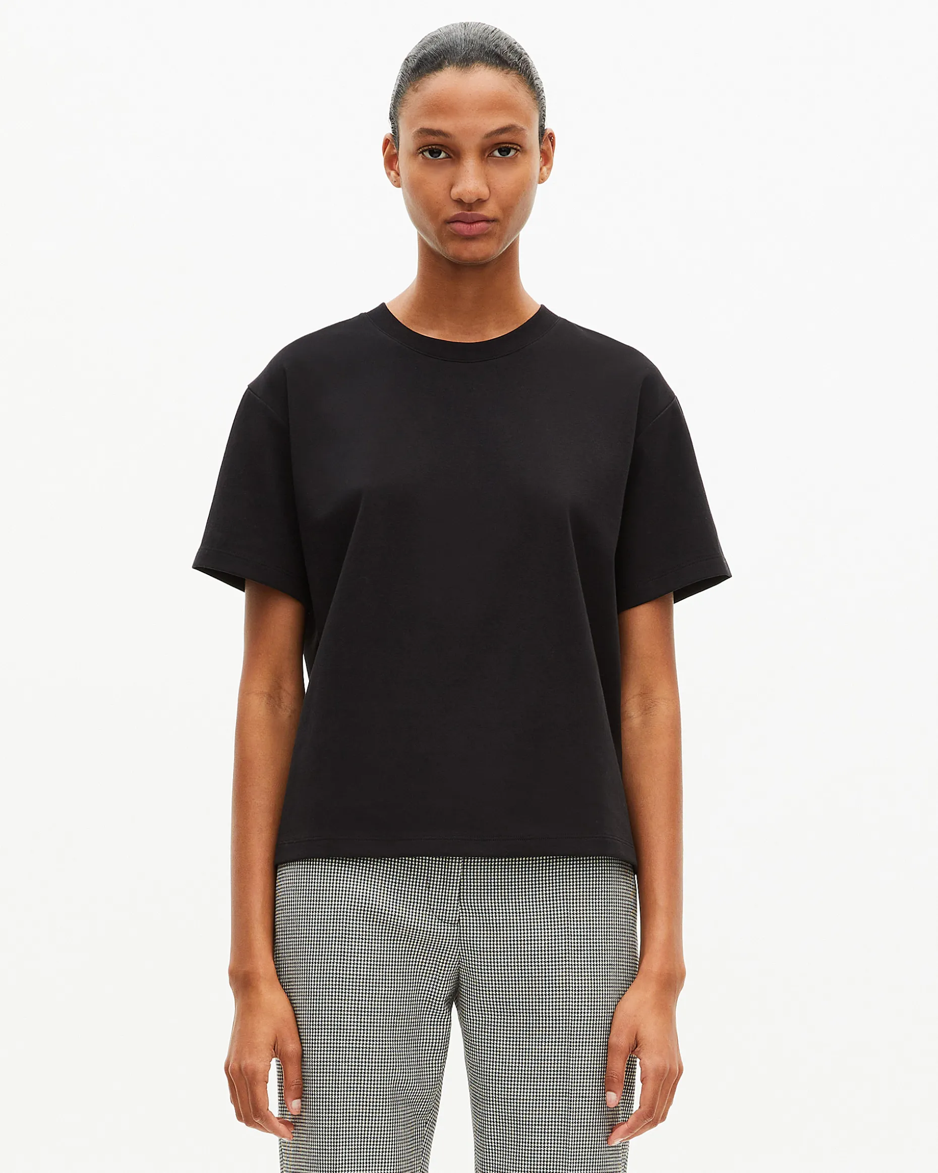 T-shirt droit en coton mélangé noir