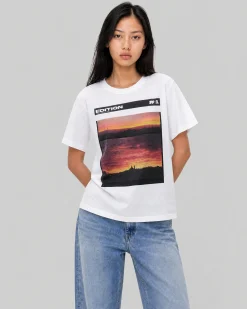 T-shirt mixte avec sérigraphie blanc