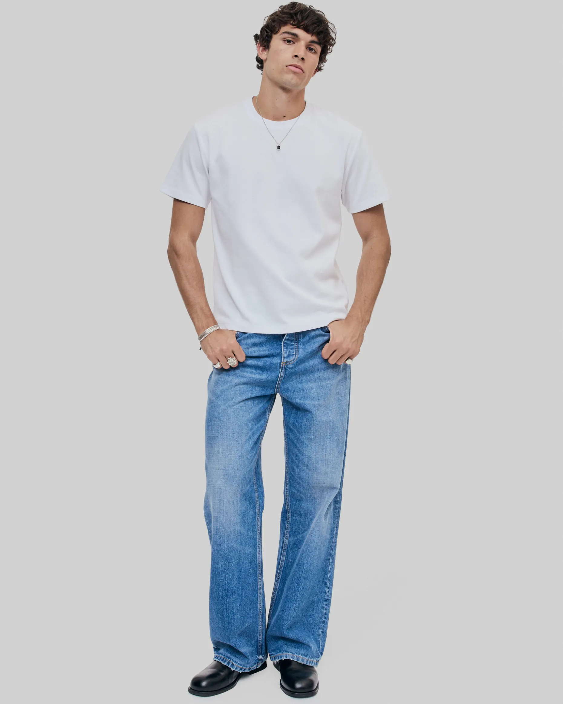T-shirt Mixte droit uni blanc