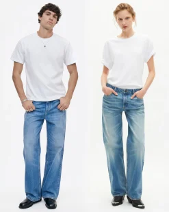 T-shirt Mixte droit uni blanc